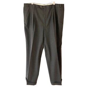 Lauren Ralph Lauren Mens Black 100% wool pleated with cuff pants Size 42/32